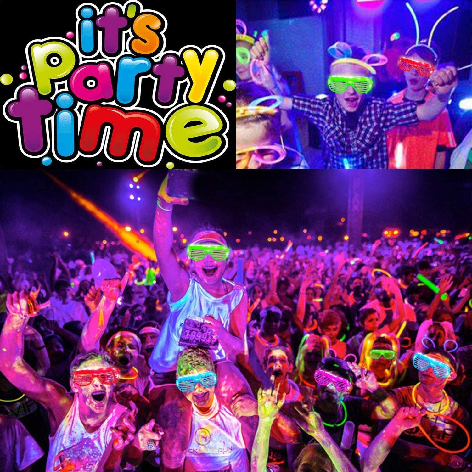 30 Pack LED Glasses Glow in The Dark Party Supplies Glow Sticks Glasses Party Favors Rave Neon Shutter Shades Light Up Glasses Sunglasses Party Favors for Kids/Adults Birthday Wedding Patriotic - Image 5