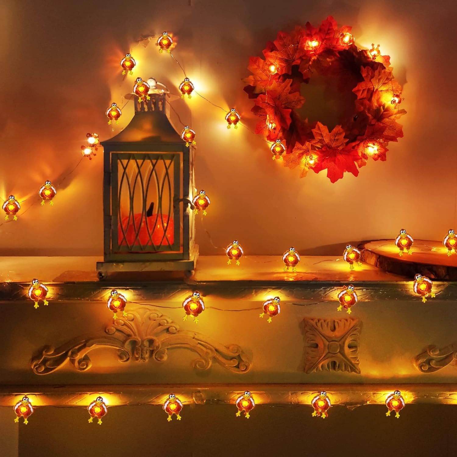 TURNMEON 10 Ft 30 LED Thanksgiving Turkey Lights Decorations Battery Operated Copper Wire Fairy String Lights Thanksgiving Lights Decoration Home Indoor Outdoor Party Autumn Harvest Decor - Image 7