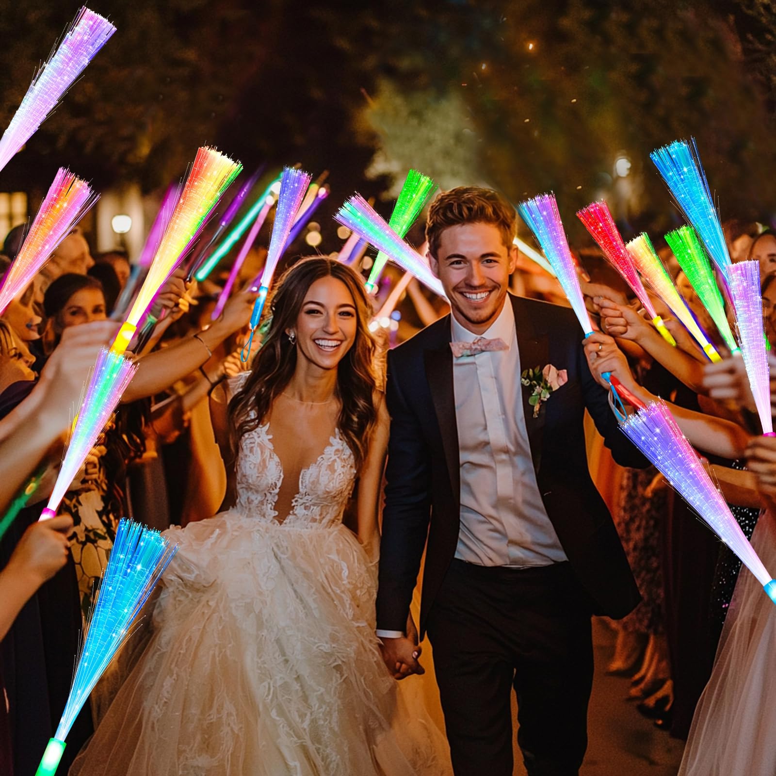 TURNMEON 30 Pcs Colorful Glow Fiber Wands,Toys Glow Sticks Bulk Party Pack for Adults,Glow in the Dark Party Supplies for Patriotic,football ,Wedding, Birthday,Classroom,Concert,Pool carnival - Image 4